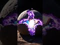 From rough, dull geode to a dazzling explosion of internal, glowing crystals.