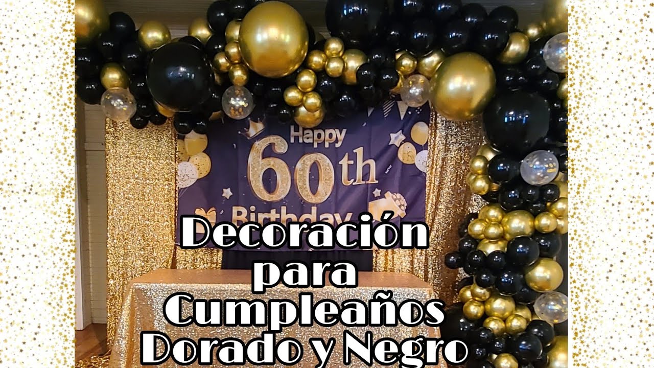 Globos negros y dorados, 60 globos dorados y negros de 12 pulgadas con 1  cinta para decoración de graduación, cumpleaños, baby shower, boda, fiesta