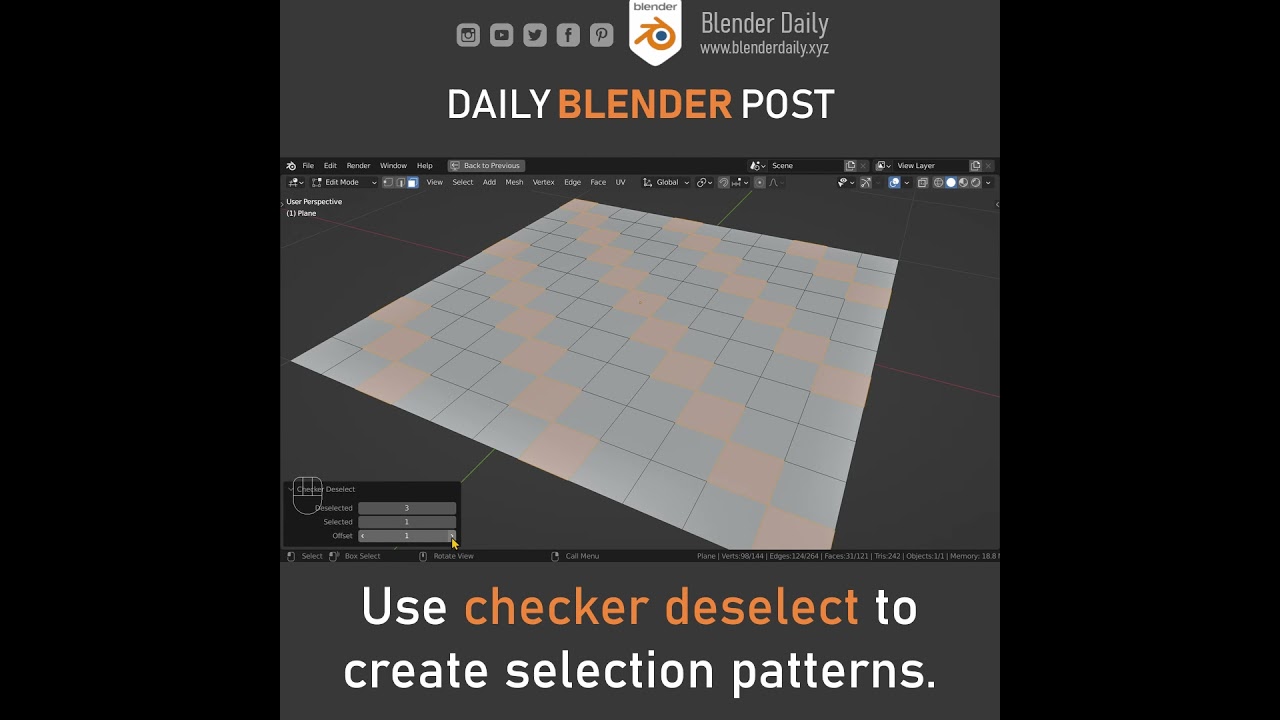 Checker Deselect in Blender - YouTube