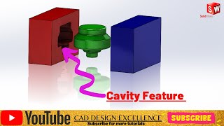 Solidworks mold tool || Simple mold design using cavity feature || cavity feature in solidworks