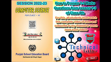 6TH PSEB 2022-23  ENGLISH MEDIUM CHAPTERS 1-3 ONE MARKS QUESTIONS FROM COMPUTER SCIENCE BOOK  ||