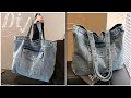 DIY Bag From Old Jeans No Zipper Upcycle Crafs Ideas Denim Simple Bag 