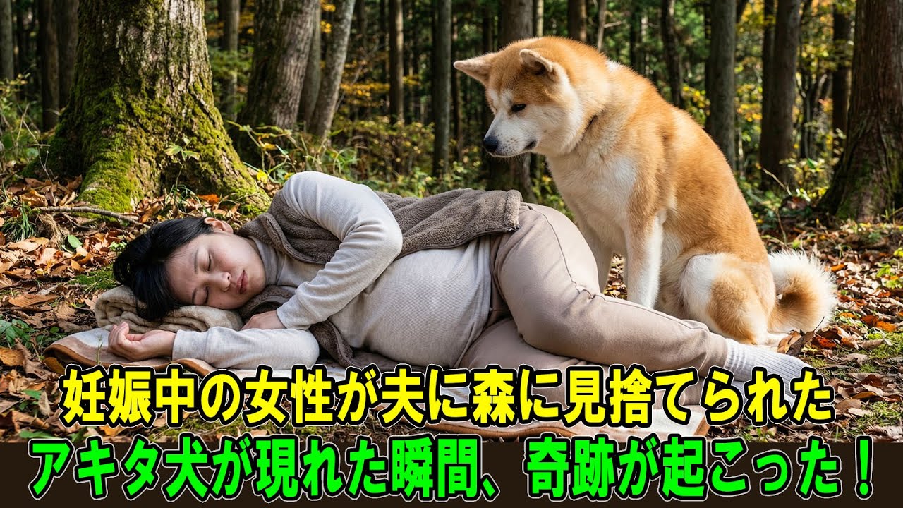 【奇跡の実話】妊娠中の女性が夫に森に見捨てられた…アキタ犬が現れた瞬間、奇跡が起こった！