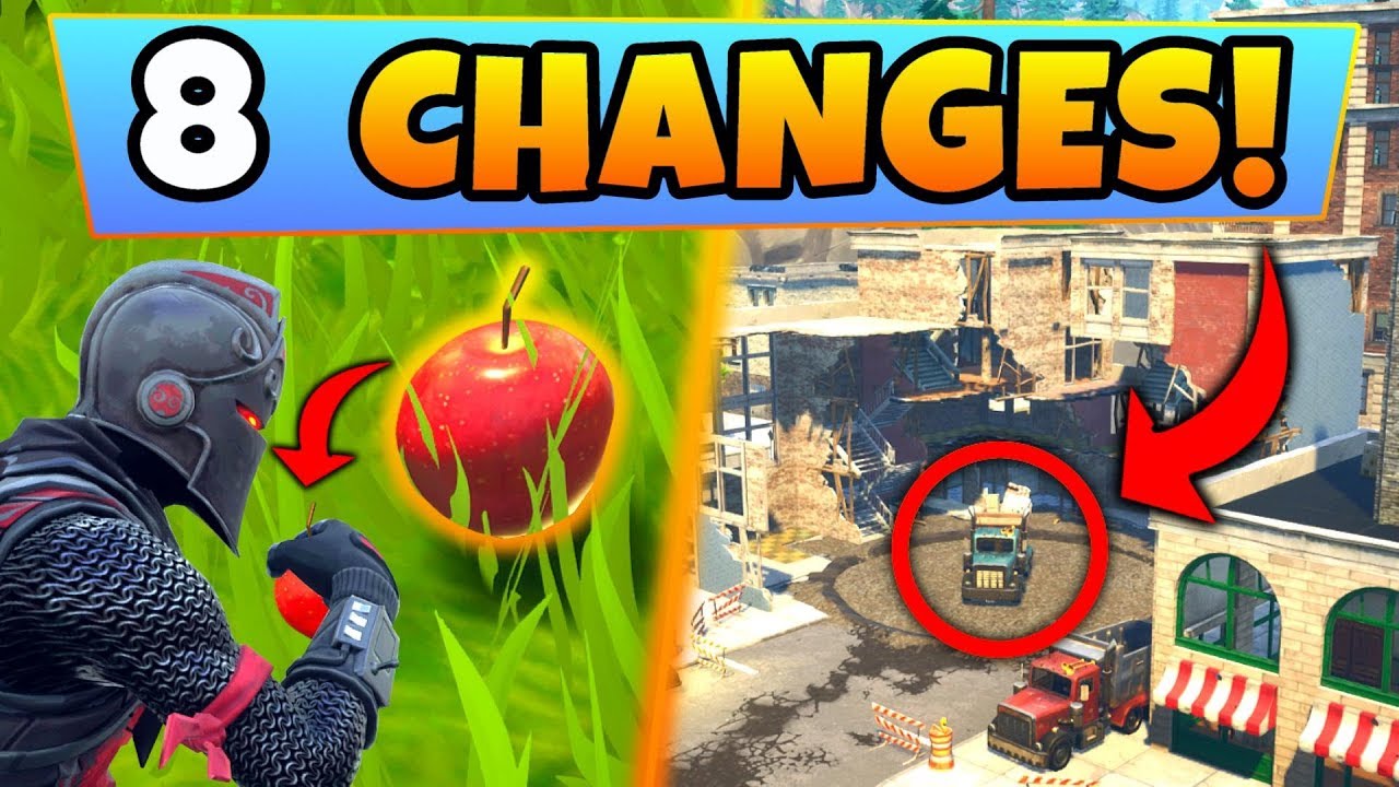 fortnite update 8 secret changes new apples item tilted towers change battle royale new gun - fortnite new tilted