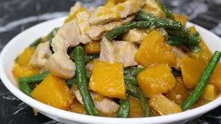 Pork Squash Recipe | Ginisang Kalabasa with pork and sitaw
