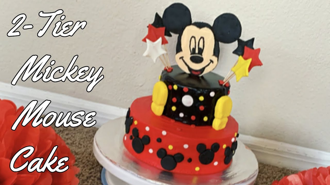 2-Tier Mickey Mouse Cake | Mickey Mouse theme Cake at home | 2 ...