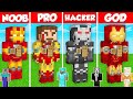 IRON MAN STATUE HOUSE BUILD CHALLENGE - Minecraft Battle: NOOB vs PRO vs HACKER vs GOD / Animation