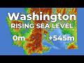 (4K) Rising Sea Level - Washington (USA) 🇺🇸 🌳🌊#geography #map #usa #washington #sealevelrise