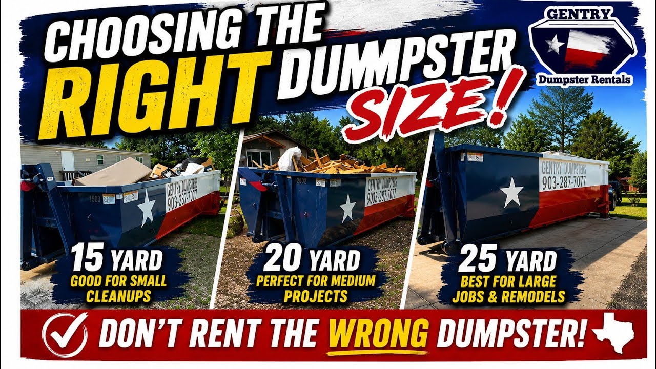 Gentry Dumpster Rentals 15, 20 and 25 yard dumpsters at the Sherman yard