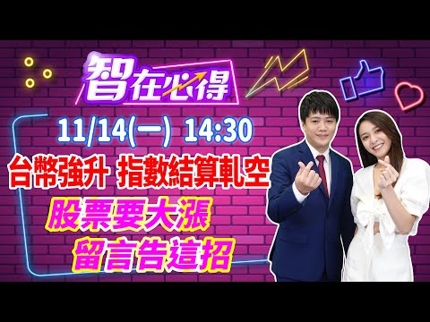 【 20221114 智在必得 直播LIVE】 台幣強升 指數結算軋空，股票要大漲 留言靠這招 | 陳智霖分析師