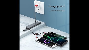 Hộp Dây Cáp Sạc Nhanh 3 Đầu OATSBASF 3 In 1 Type C/ Micro USB/ Lightning