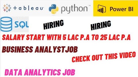 #Hiring for Data Analytics | #Power BI #Tableau #SQL | Jobs| Salary 15 Lac| Check this video & Apply