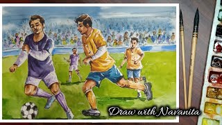 How to Draw Football Game Drawing /Football Memory Drawing/Watercolour painting/Online class demo screenshot 4