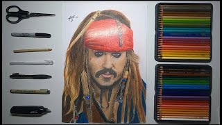 Drawing Captain Jack Sparrow (Johnny Depp) - Timelapse | AJ R