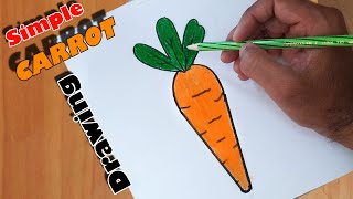 How to draw a Carrot Form V | simple and easy carrot drawing and coloring step by step| गाजर ड्राइंग