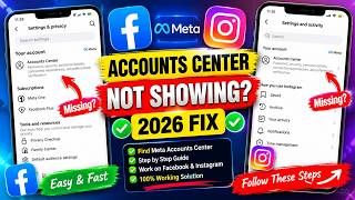 Facebook & Instagram Accounts Center Not Showing Problem Fix (2026) | Meta Account Center Missing
