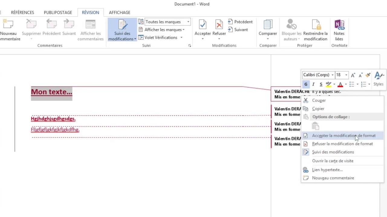 Word Suivi des modifications - YouTube