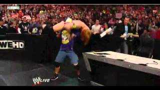 John Cena AA Heath Slater Through Announce Table