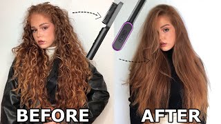 How To Straighten LONG CURLY HAIR in 20 MINUTES | TYMO RING | Mila Wendland