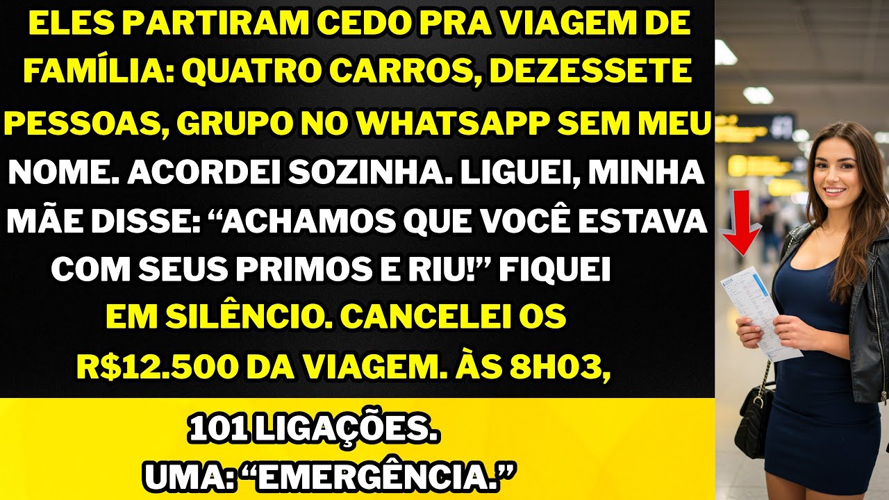 Eles saíram cedo pra viagem em família — 4 carros, 17 pessoas, e um grupo no WhatsApp.. sem meu nome