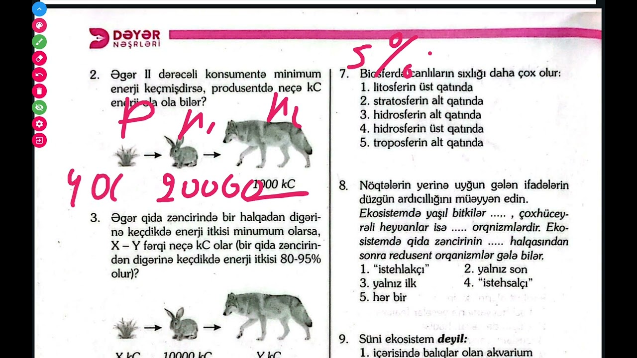 Dəyər Test Toplusu. Ekologiya Biosfer.Test izahı: