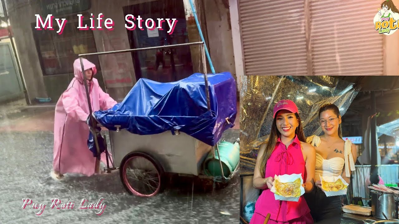 Selling roti in the rainy season amidst heavy rain - Thai Street Food