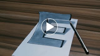 رسم حرف ( E ) ثري دي (ثلاثي الابعاد) ، Draw a 3D letter (E)