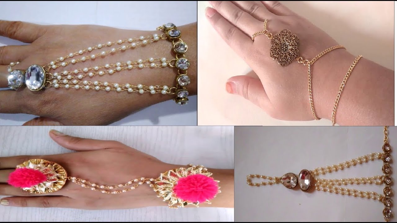 Kundan Haath Phool / Bracelet Ring Combo / Ring Chain Bracelet / India –  Simpliful Jewelry