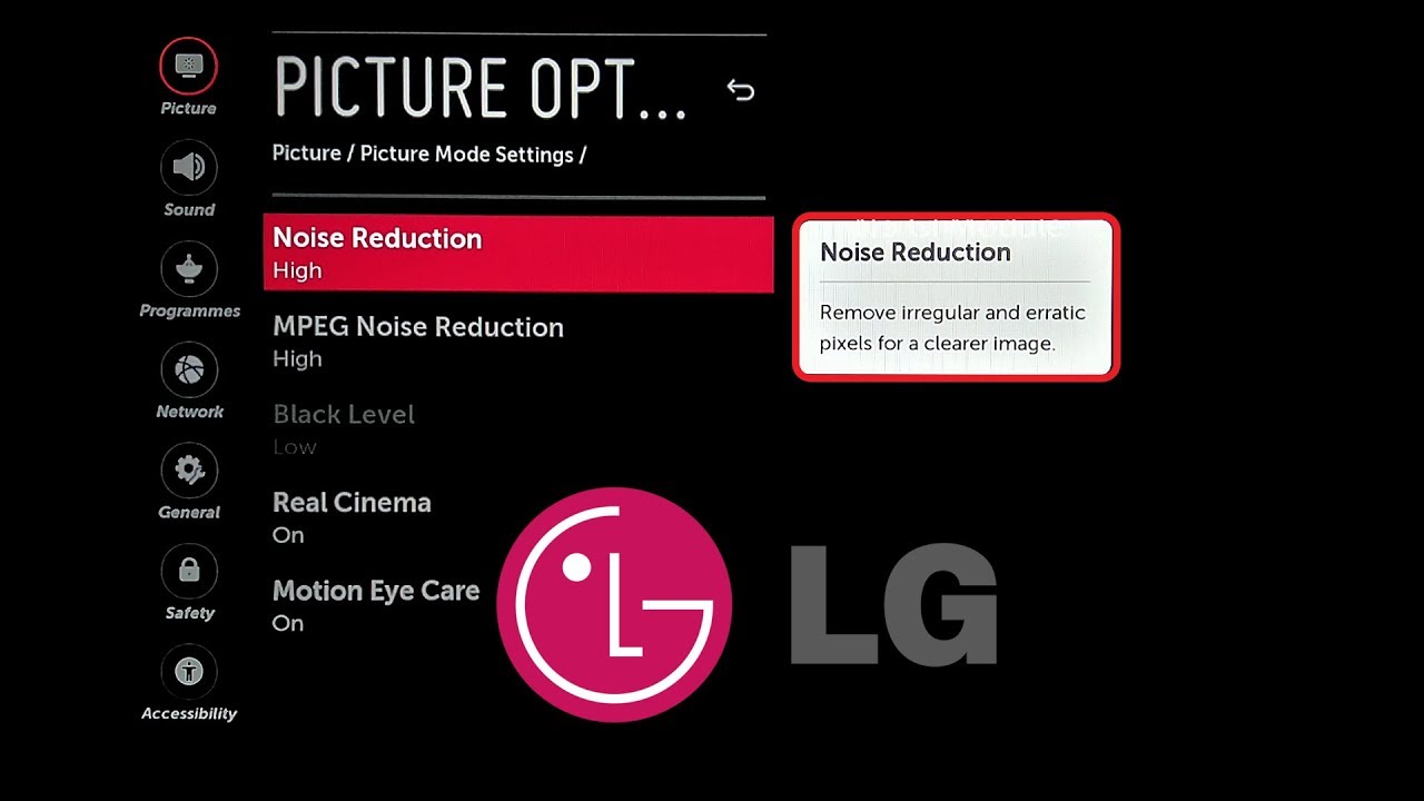 LG SMART TV WebOS Get Clearer image with Noise Reduction Settings - YouTube