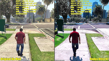GTA 5 Redux Vs Original Titan X Pascal 4K Ultra Frame Rate Comparison