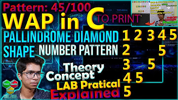 Number Pattern 45 | Printing Pallindrom Pattern in C | Diamond Shape | C Programming Tutorials |