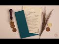 Invitații de nuntă luxury - folio auriu, carton bej