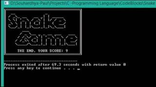 Snake Game in C w/ full source code w/o Graphics library