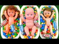 Satisfying Video | Mixing Rainbow Candy in 3 Glitter BathTub with Skittles & Grid Balls Slime ASMR