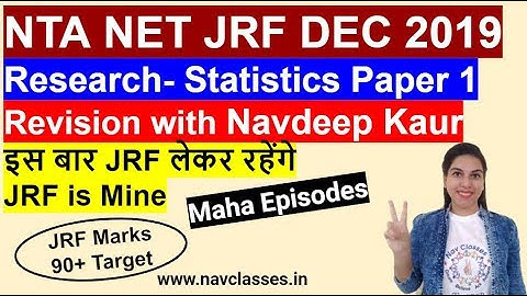 Maha episode Research- Statistics Paper 1 | NET JRF DEC 2019 | By Navdeep Kaur