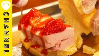 焼きたてメロンパンアイス♡ Freshly baked melon bun ice ♡