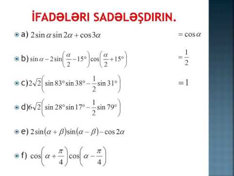 triqonometrik düsturlar və sadə tənlik