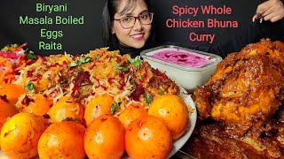 Eating Biryani, Whole Chicken Bhuna Masala, Boiled Masala Eggs | Big Bites | Asmr Eating | Mukbang