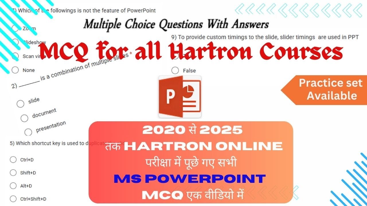 Hartron Computer Paper Hartron previous MS PowerPoint MCQ| Hartron previous paper MCQ - YouTube