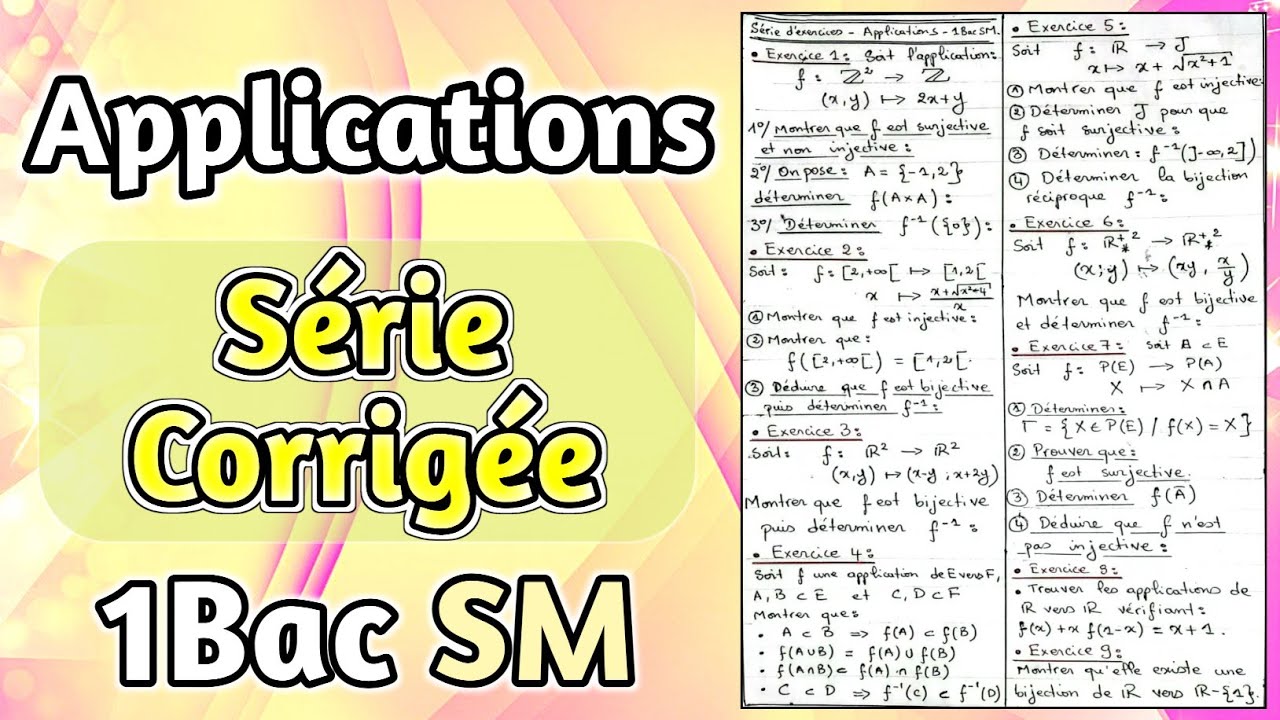 Série d'exercices sur les Applications 1Bac SM !!