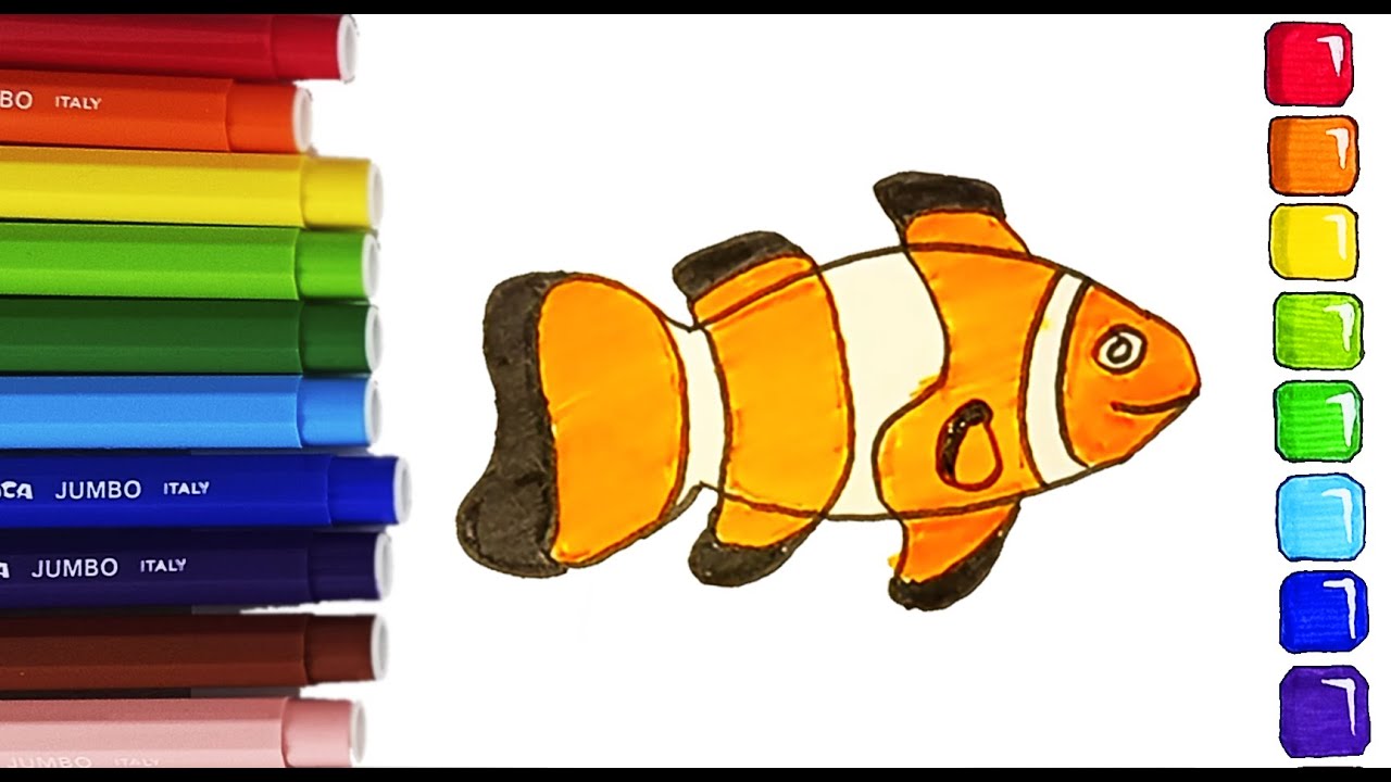 СМОТРИ !!! Круто нарисовал НЕМО, Как нарисовать РЫБУ, Учись Рисовать ...