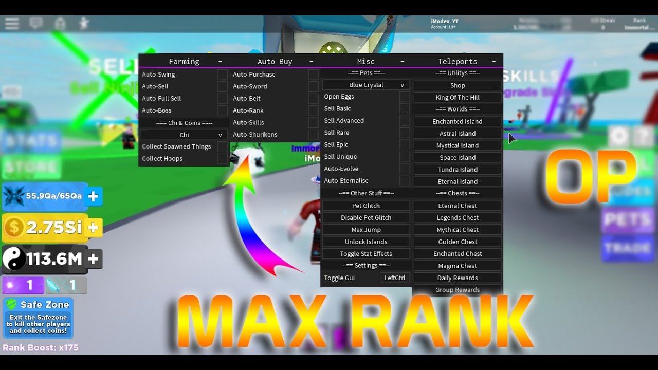 Ninja Legends Roblox Hack Script Max Rank In 1 Hour Broken Pets Unlimited Coins More Youtube - ninja legends script roblox