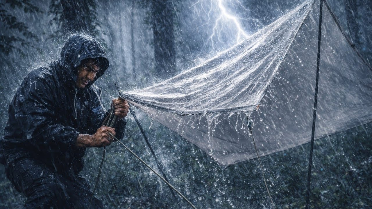 THE WORST STORM I'VE EVER FACED | SOLO CAMPING IN HEAVY RAIN