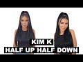 HALF UP HALF DOWN HAIR STYLE | KIM K INSPIRED