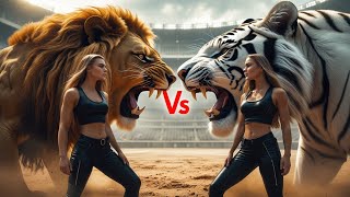 Muscular Lion vs White Tiger | Epic Battle | Who Will Win?