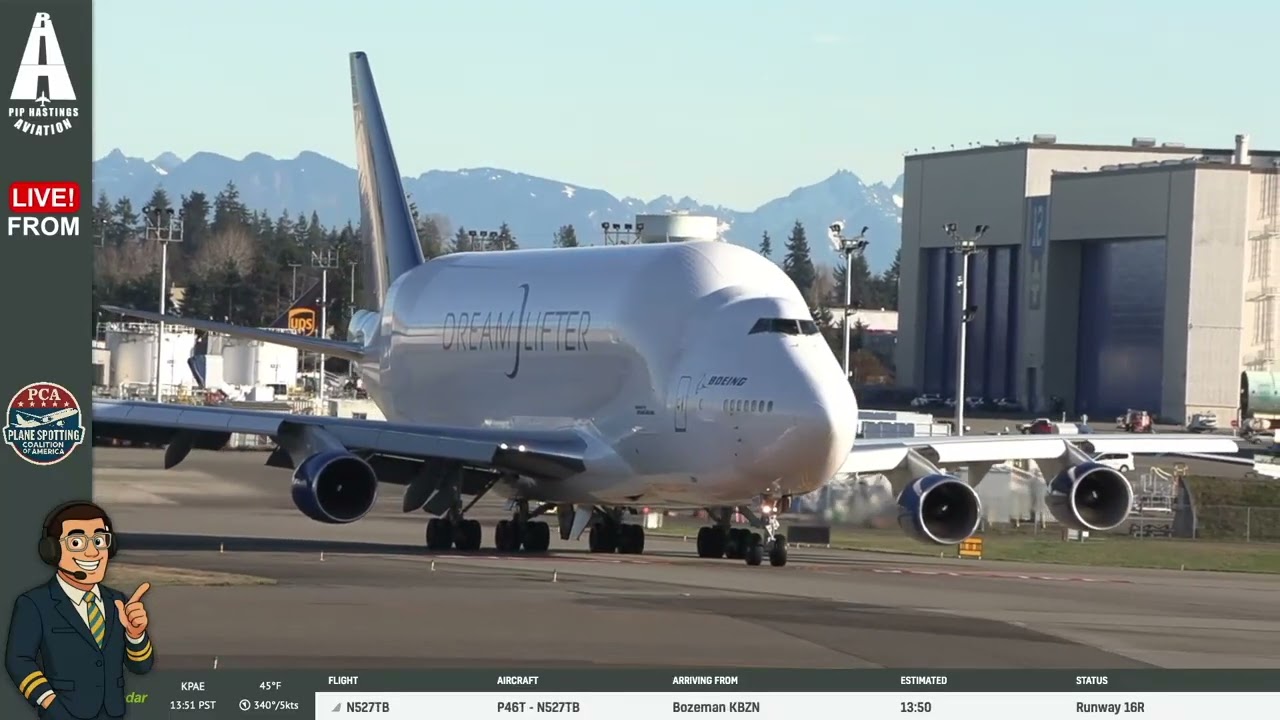 🔴Наблюдение за самолетами на аэродроме Пейн-Филд, включая взлет Boeing Dreamlifter: действия в аэ...