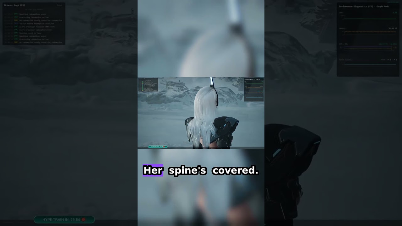 Her spine's covered. Mostly. | #desertice on #Twitch