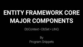 ENTITY FRAMEWORK CORE -- MAJOR COMPONENTS -- DbContext • DbSet • LINQ