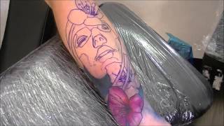 Face of flowers tattoo - time lapse