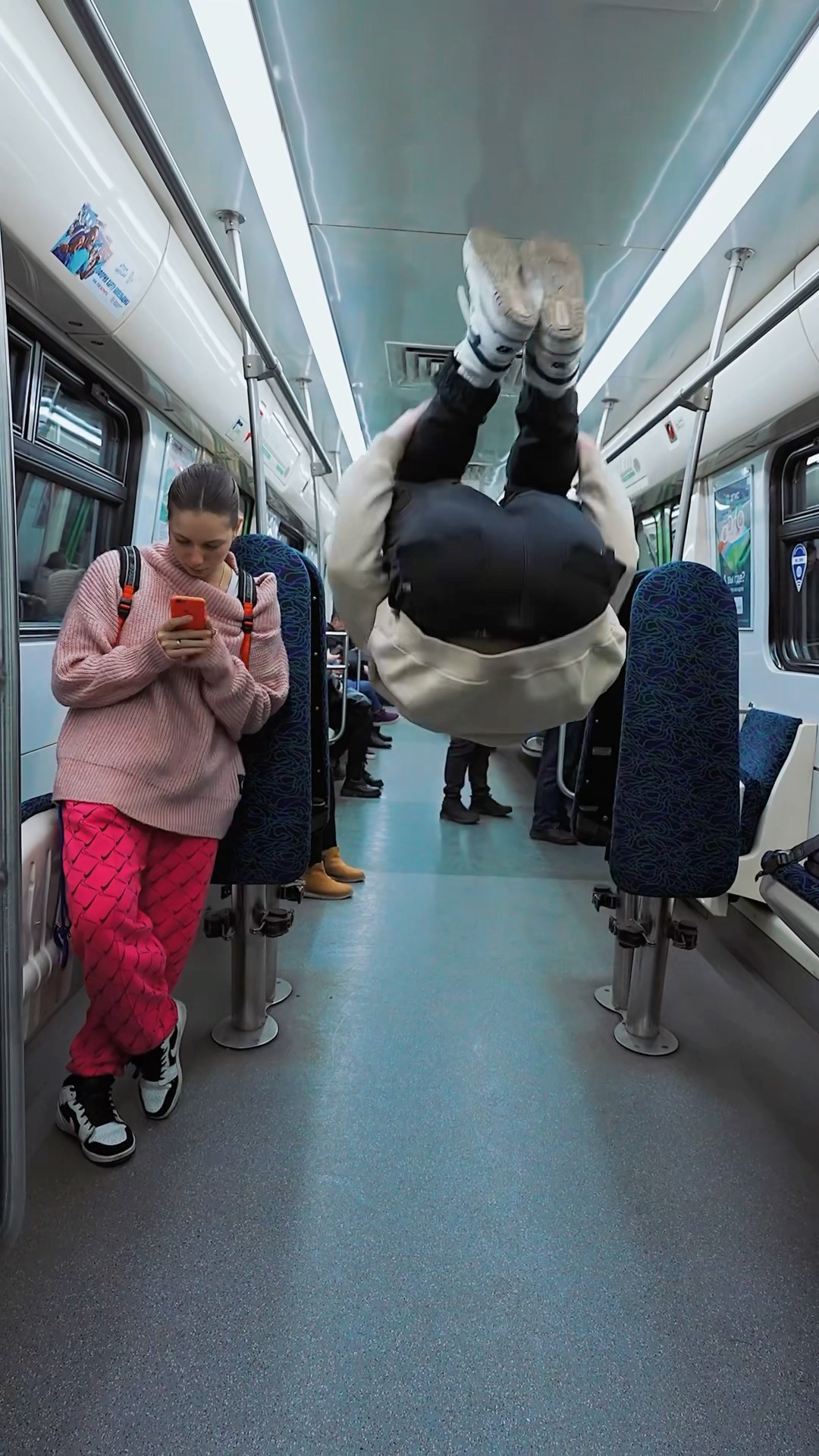 Backflip Prank On The Metro?? #kiryakolesnikov #funny #prank #comedy #stunt #parkour #backflip